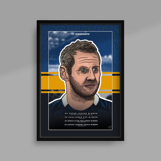 Rob Burrow Leeds Handmade Illustrated Rugby League Poster Print A4