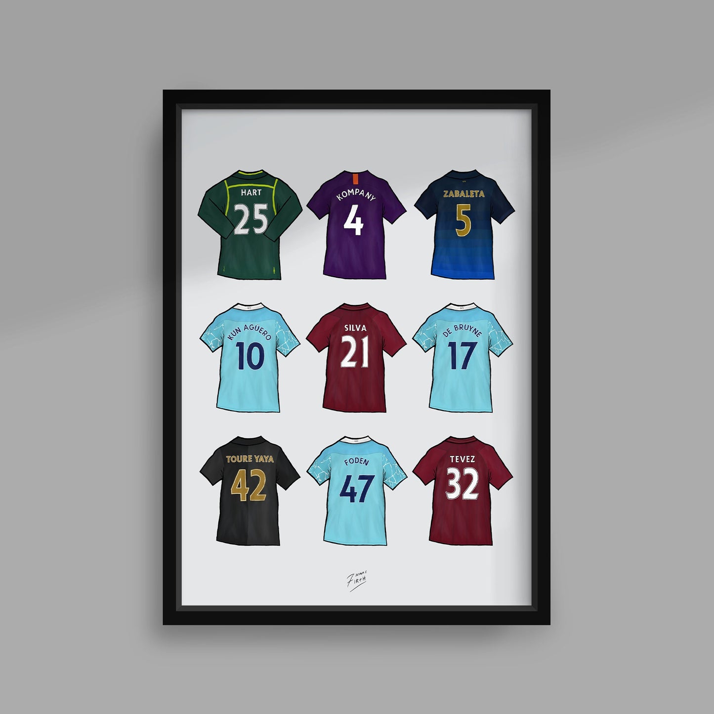 Manchester City Football Legends Poster Print