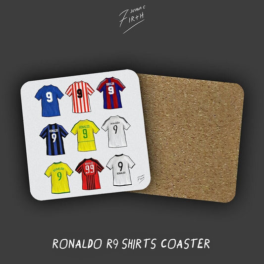 Ronaldo R9 Shirts Memorabilia Hand Sublimated Football Coaster