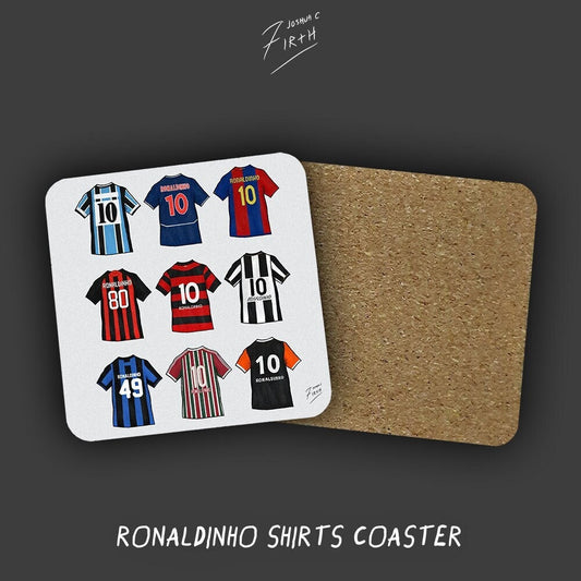 Ronaldinho Shirts Memorabilia Hand Sublimated Football Coaster