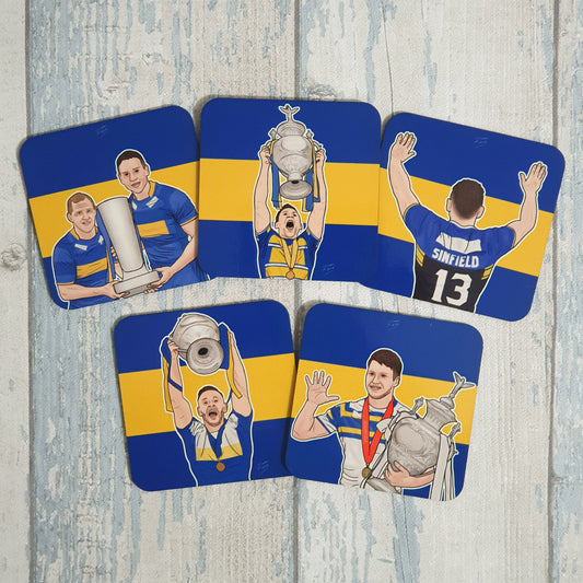 Leeds Beer Mat Collection (Set Of 5) Original Rugby League Artwork Hand Sublimated