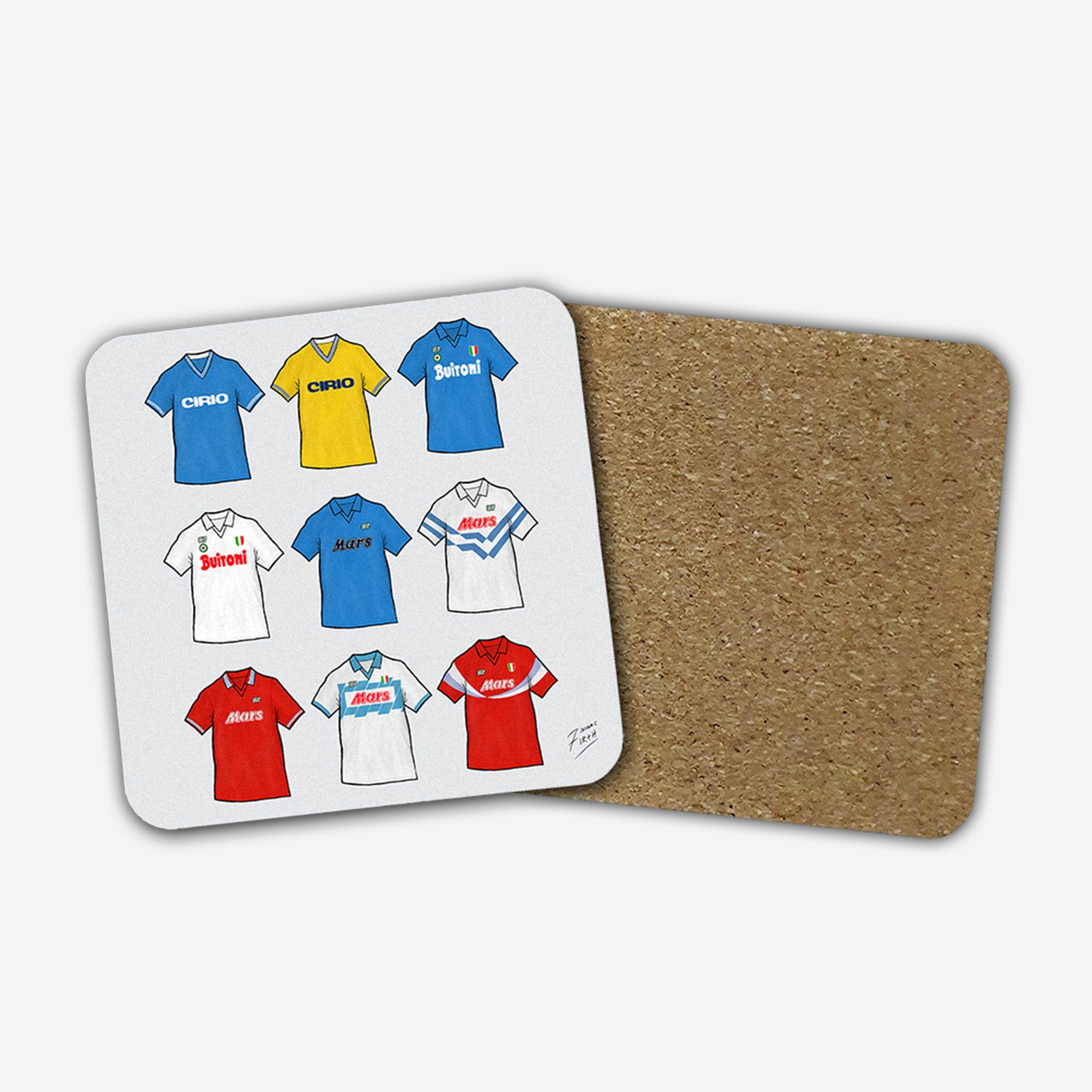 Napoli Retro Shirts Memorabilia Hand Sublimated Football Coaster