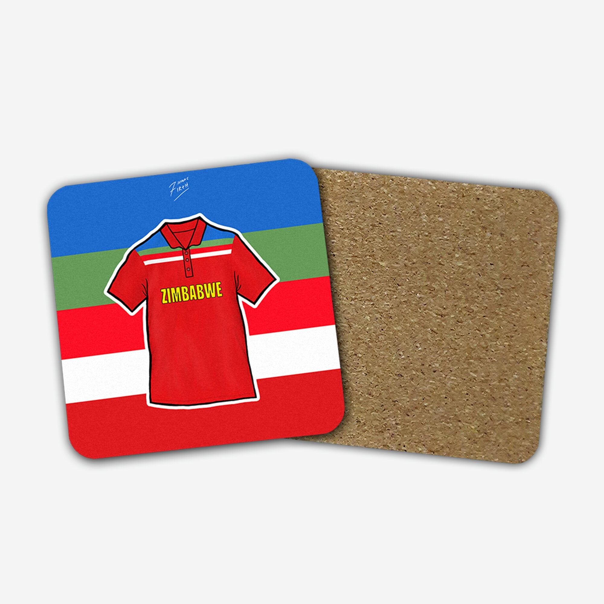 Cricket coaster inspired by the Zimbabwe shirt of 1992