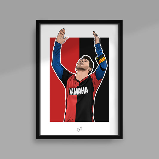 Lionel Messi Newell's Old Boys Handmade Illustrated Football A4 Poster Print