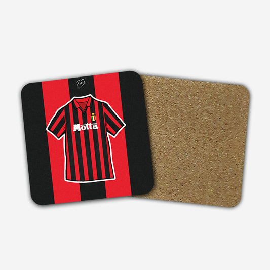 Milan 1992/93 Home Shirt Memorabilia Hand Sublimated Football Coaster