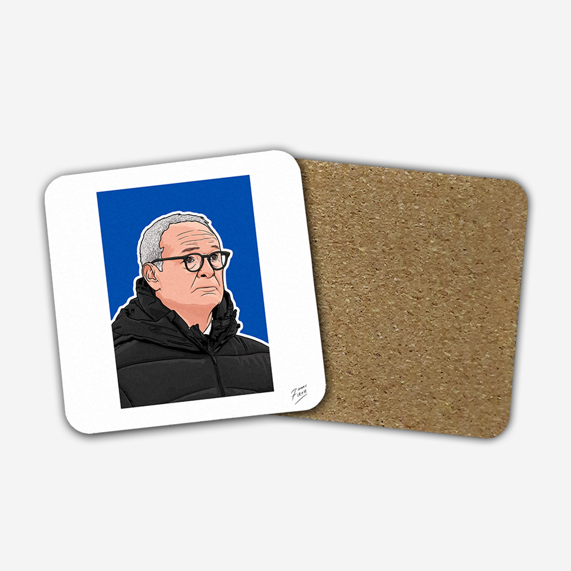 Claudio Ranieri Leicester Memorabilia Hand Sublimated Football Coaster