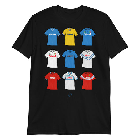 Black Napoli Themed T-shirt inspired by the jerseys of the past from when Diego Maradona used to play for them!