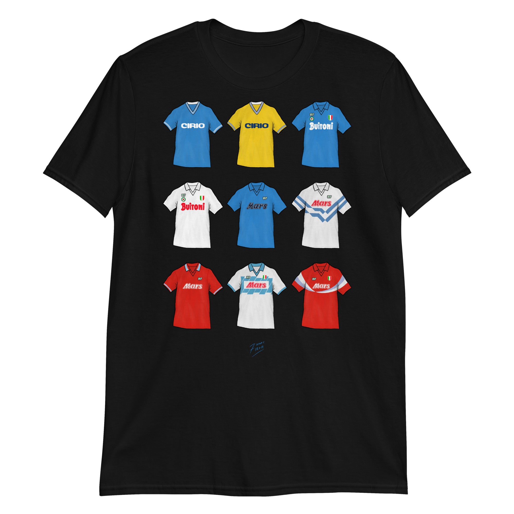 Black Napoli Themed T-shirt inspired by the jerseys of the past from when Diego Maradona used to play for them!