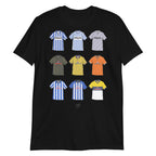 Black Sheffield Wednesday themed T-shirt inspired by their famous retro jerseys of the past! 
