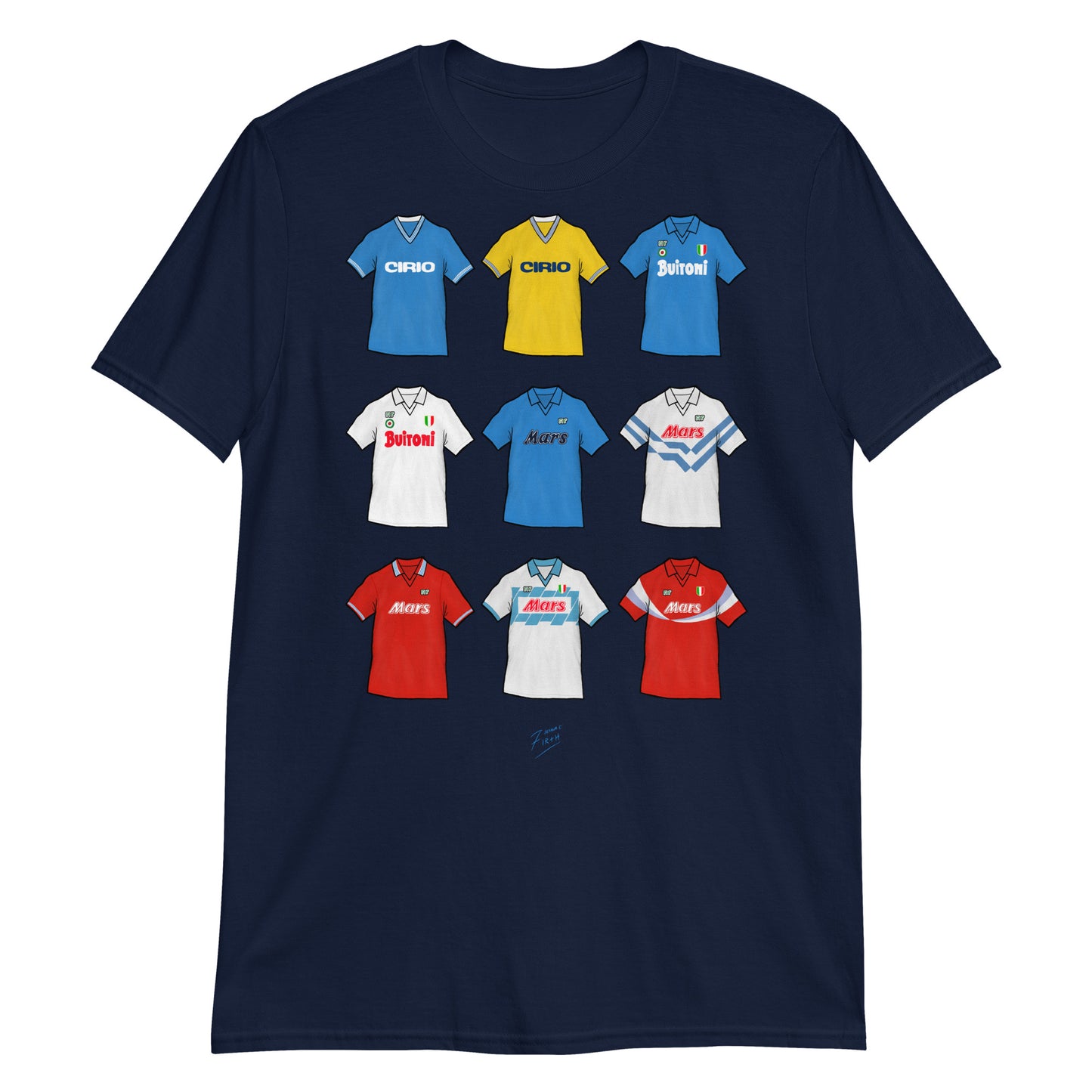 Navy Blue Napoli Themed T-shirt inspired by the jerseys of the past from when Diego Maradona used to play for them!