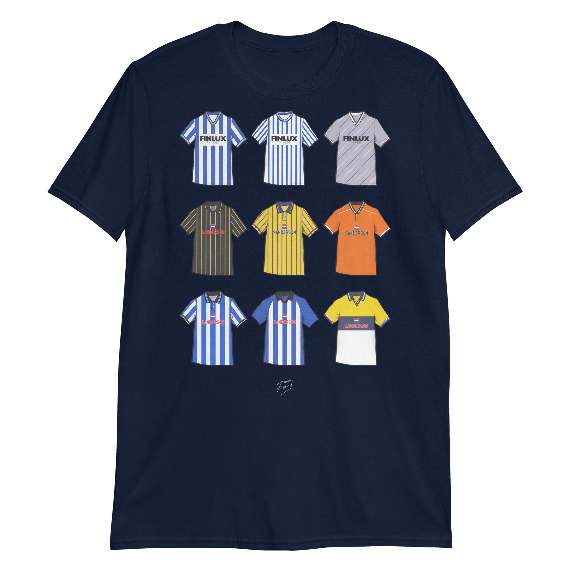 Navy Blue Sheffield Wednesday themed T-shirt inspired by their famous retro jerseys of the past! 