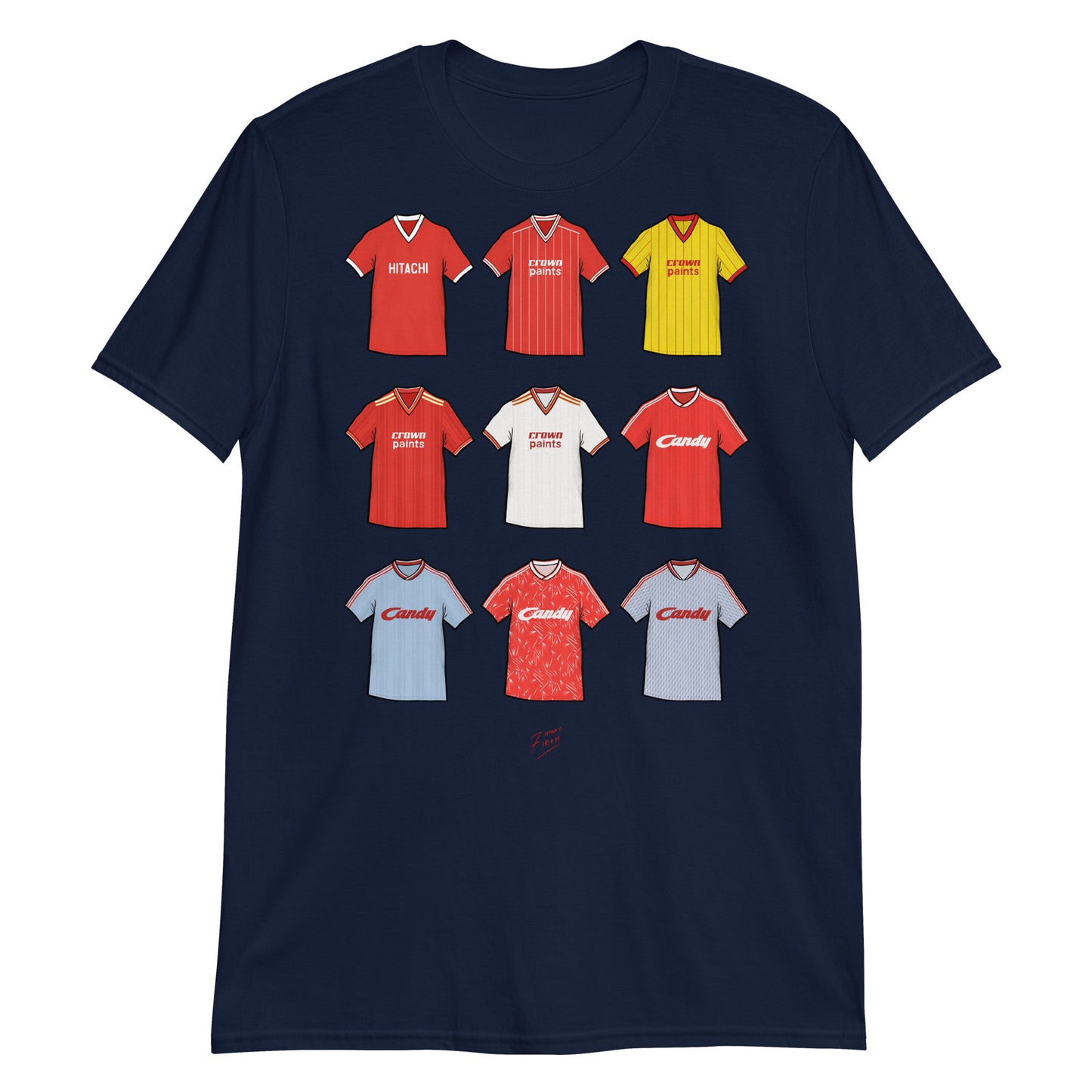Liverpool Retro Shirts Illustrated Football T-Shirt