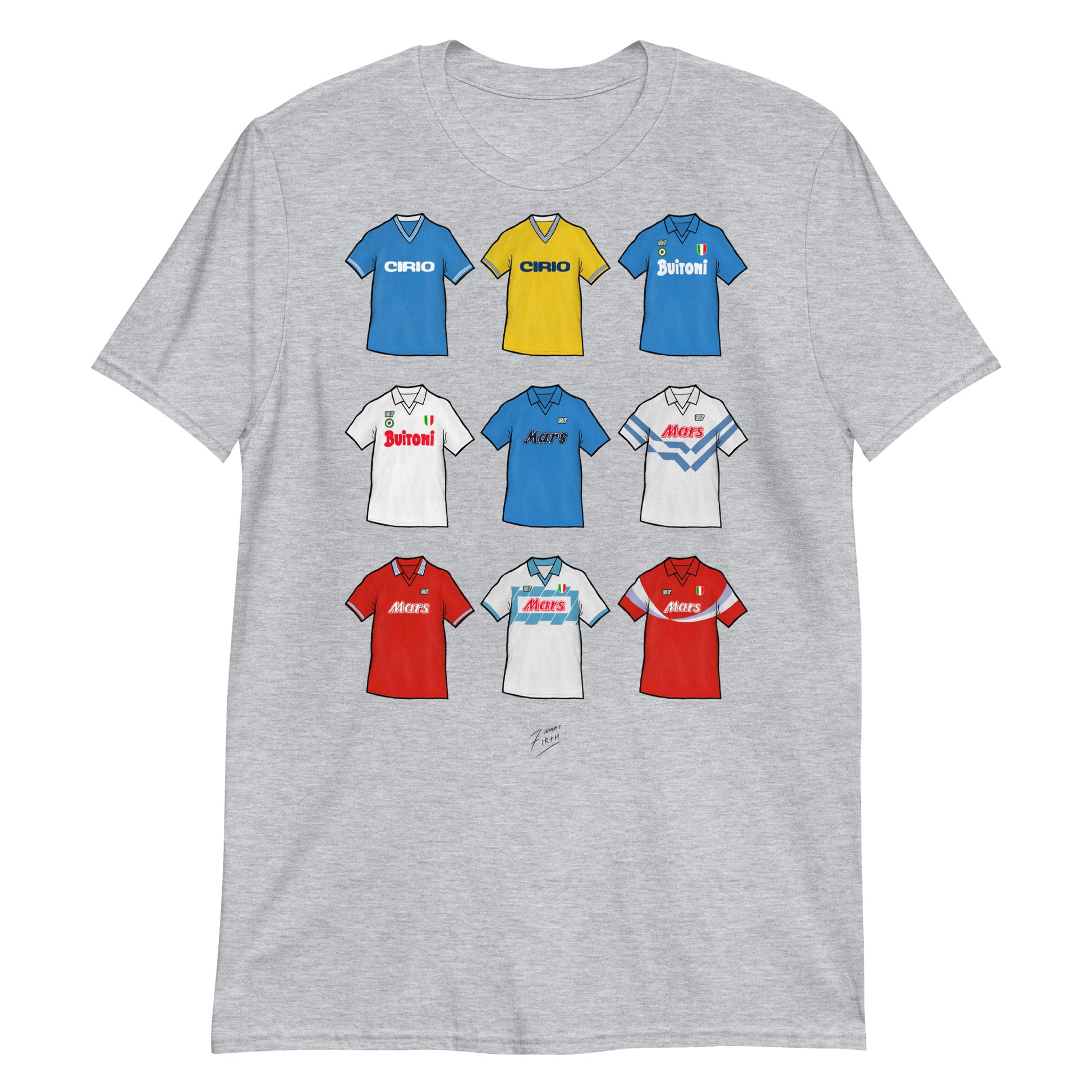 Light Grey Napoli Themed T-shirt inspired by the jerseys of the past from when Diego Maradona used to play for them!