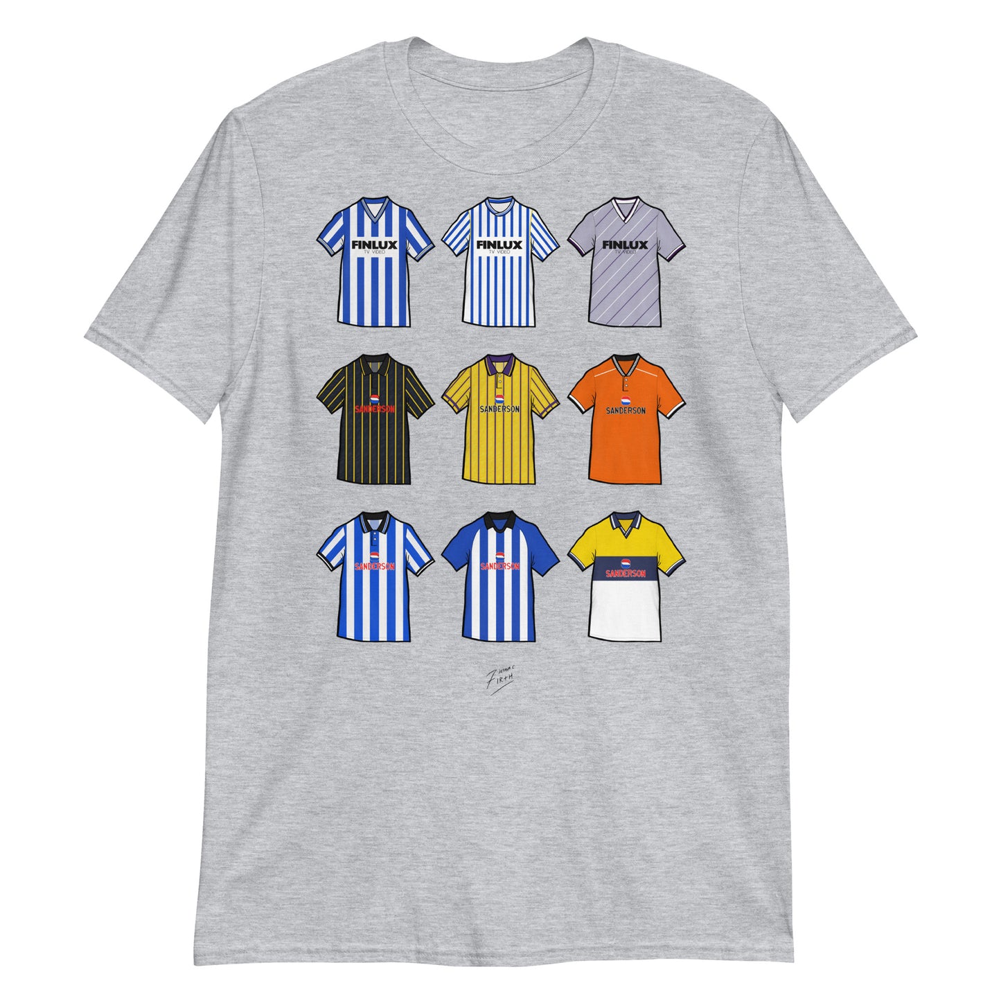 Light Grey Sheffield Wednesday themed T-shirt inspired by their famous retro jerseys of the past! 