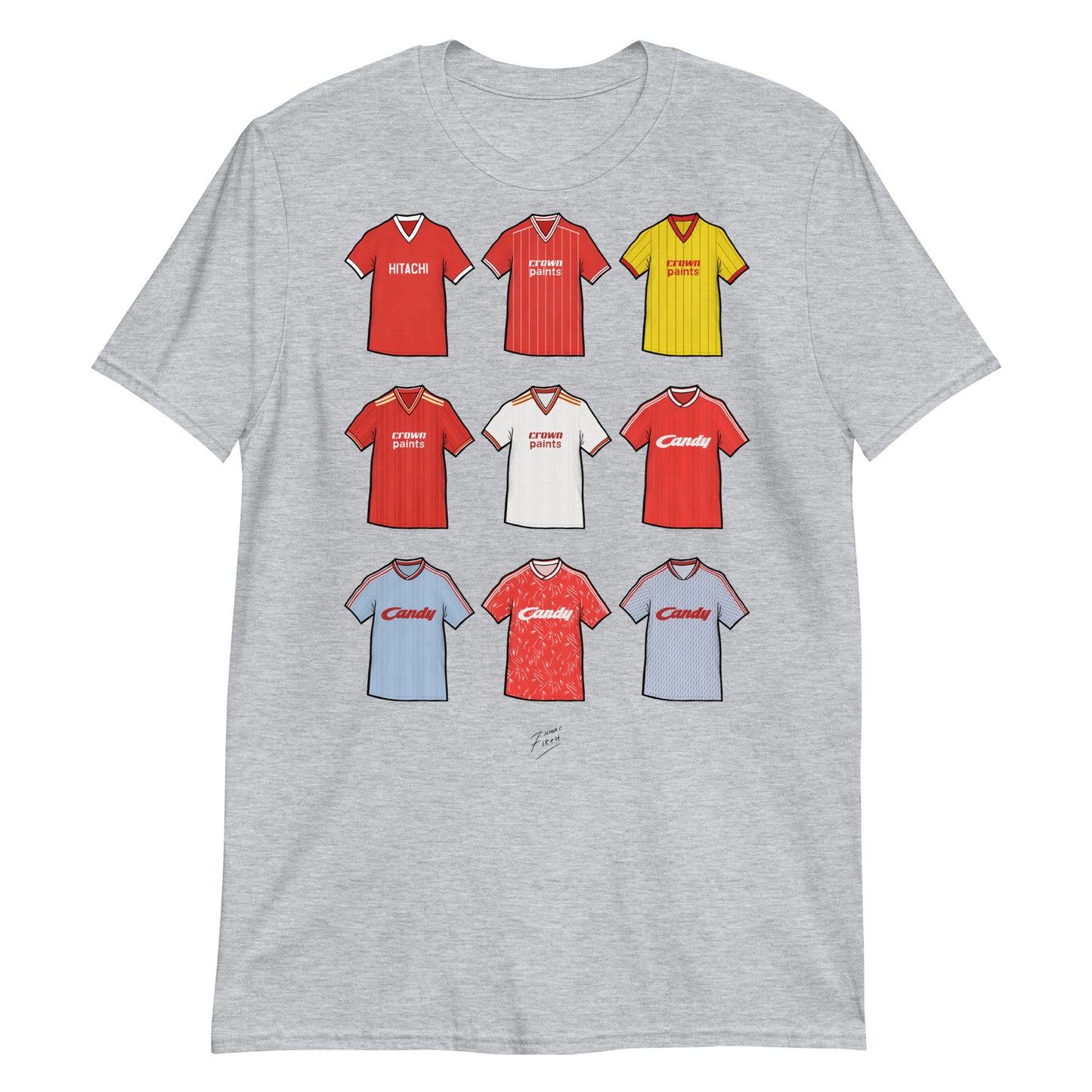 Liverpool Retro Shirts Illustrated Football T-Shirt