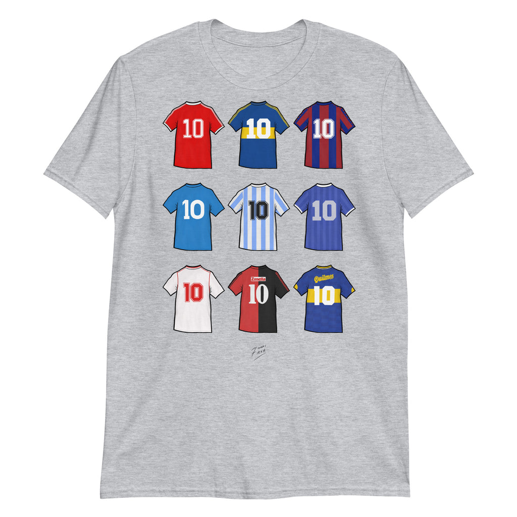 Diego Maradona Football Themed Grey T-Shirt