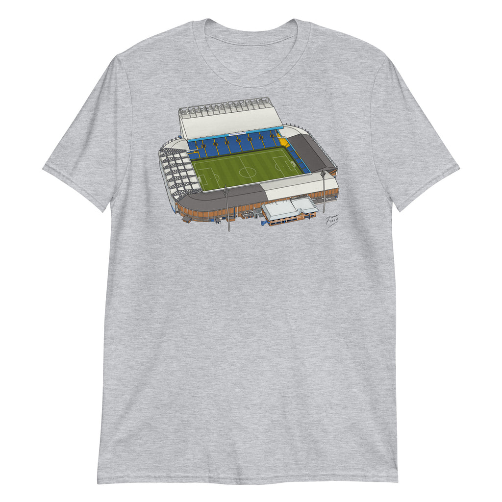 Light Grey T-shirt inspired by the home of football in Leeds, Elland Road. A West Yorkshire favourite