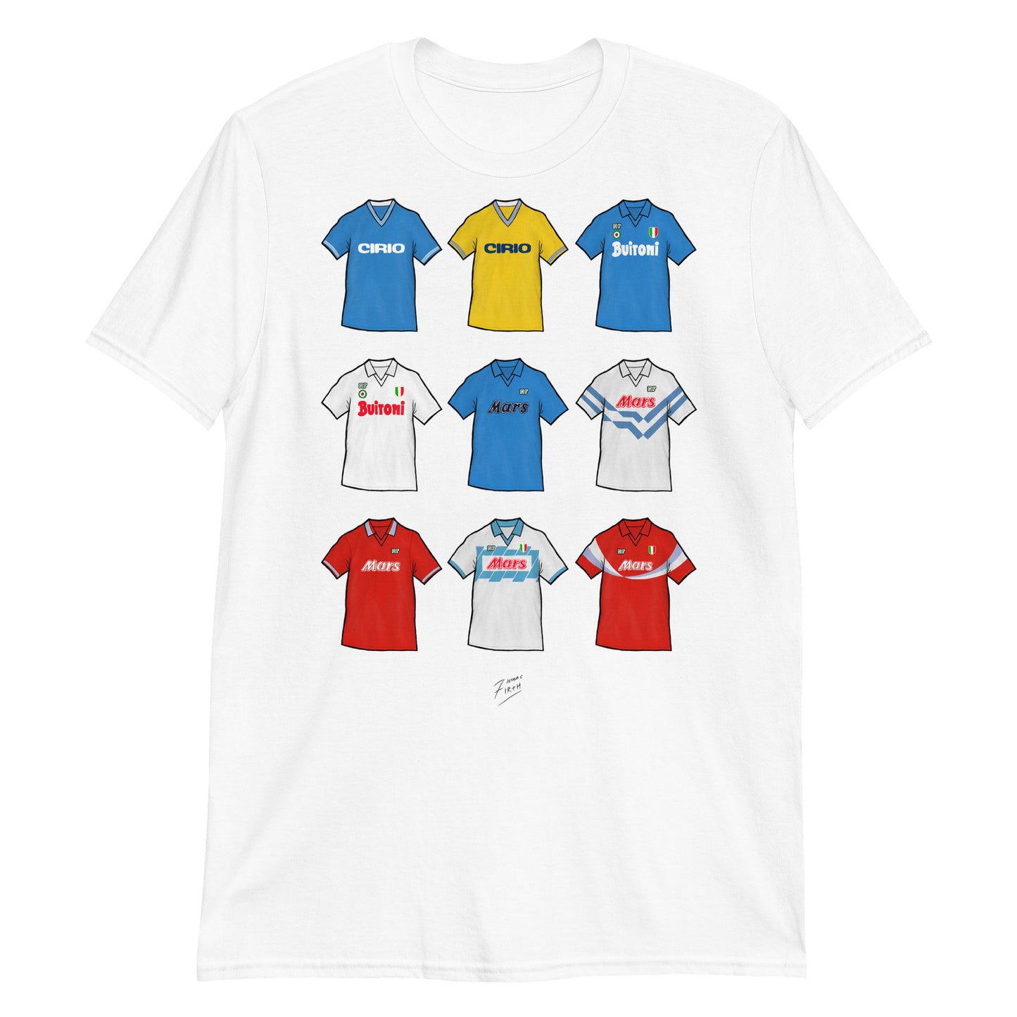 White Napoli Themed T-shirt inspired by the jerseys of the past from when Diego Maradona used to play for them!