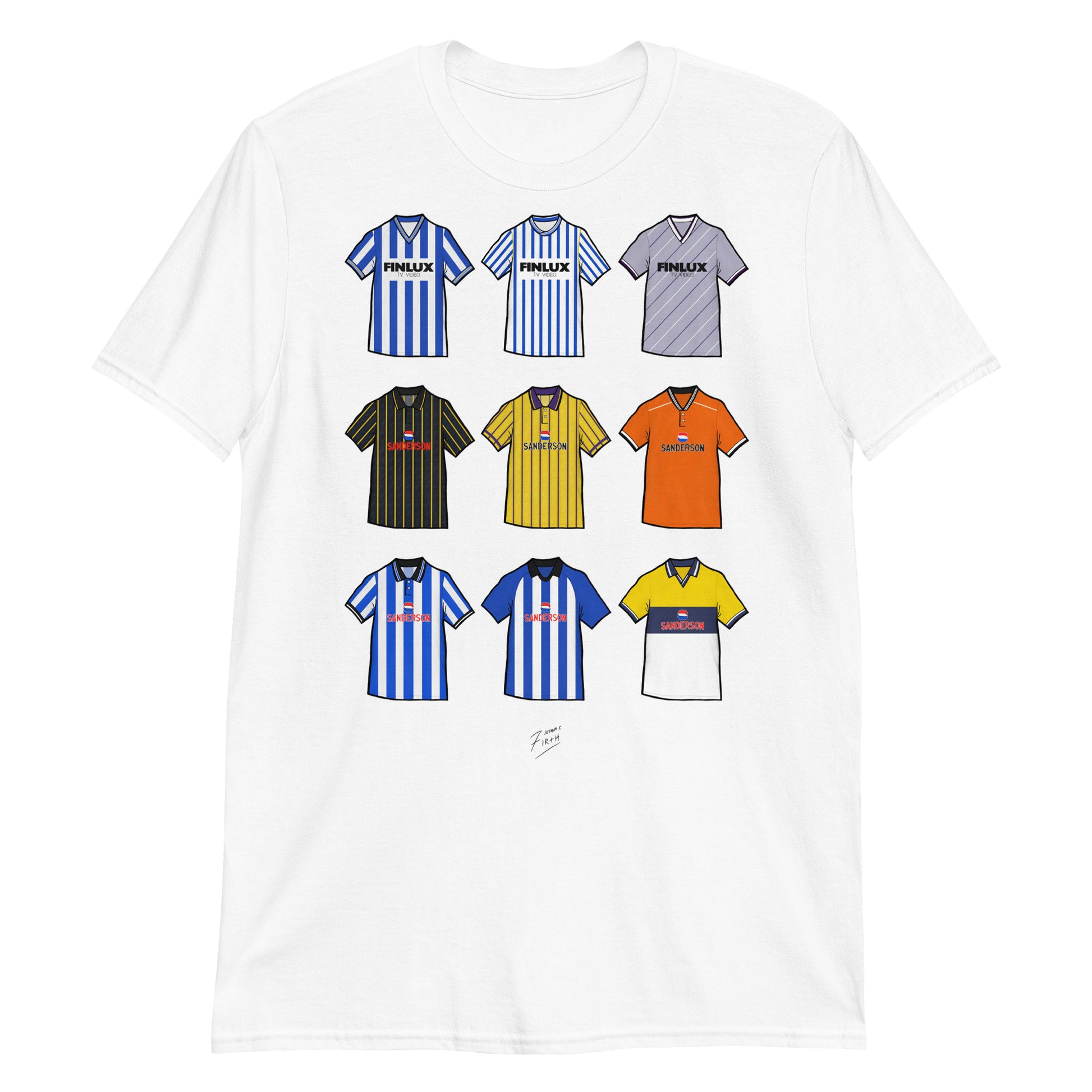 White Sheffield Wednesday themed T-shirt inspired by their famous retro jerseys of the past! 